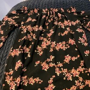 Off the shoulder long sleeve floral top